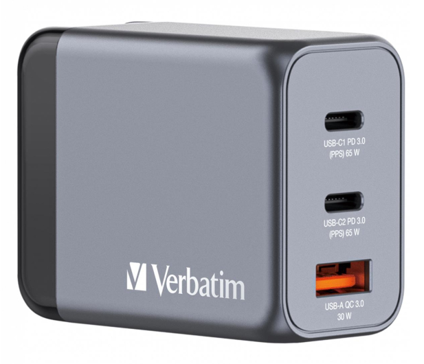 VERBATIM GNC-65 32201 GaN 65W, 2xUSB-C 1xUSB-A, UE / UK ANVE65W3AQCG - 1199634 - zdjęcie 2